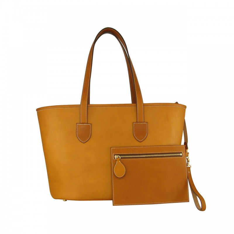 Small leather cabas tote bag
