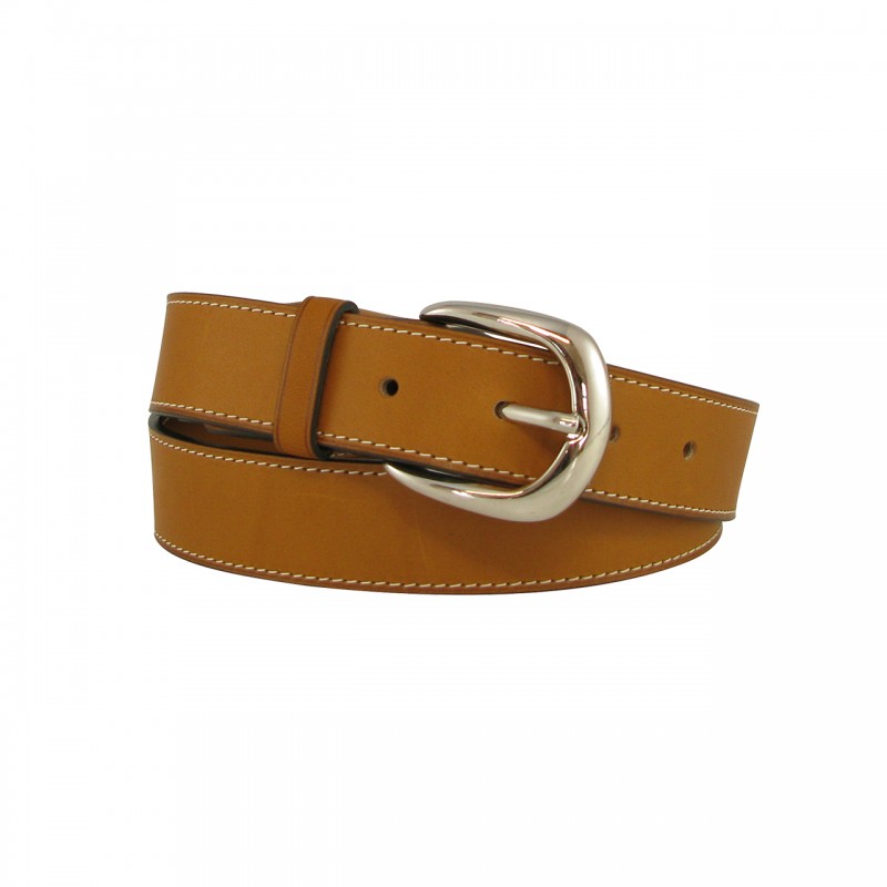 Leather belt 3 cm silver buckle