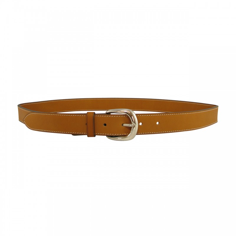Leather belt 3 cm silver buckle