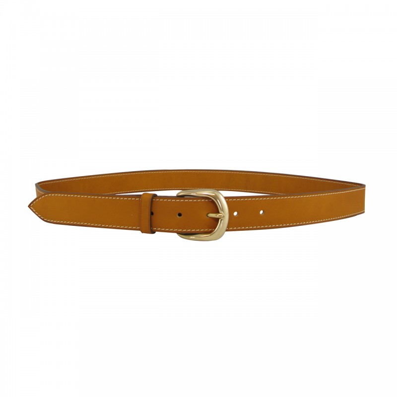 Leather belt 3 cm brass buckle