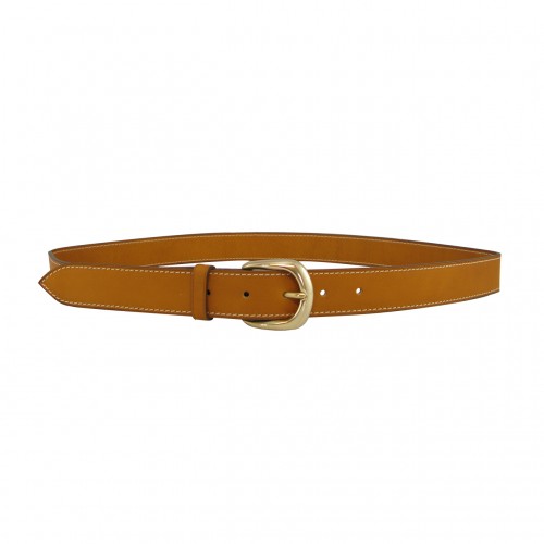 Leather belt 3 cm brass buckle
