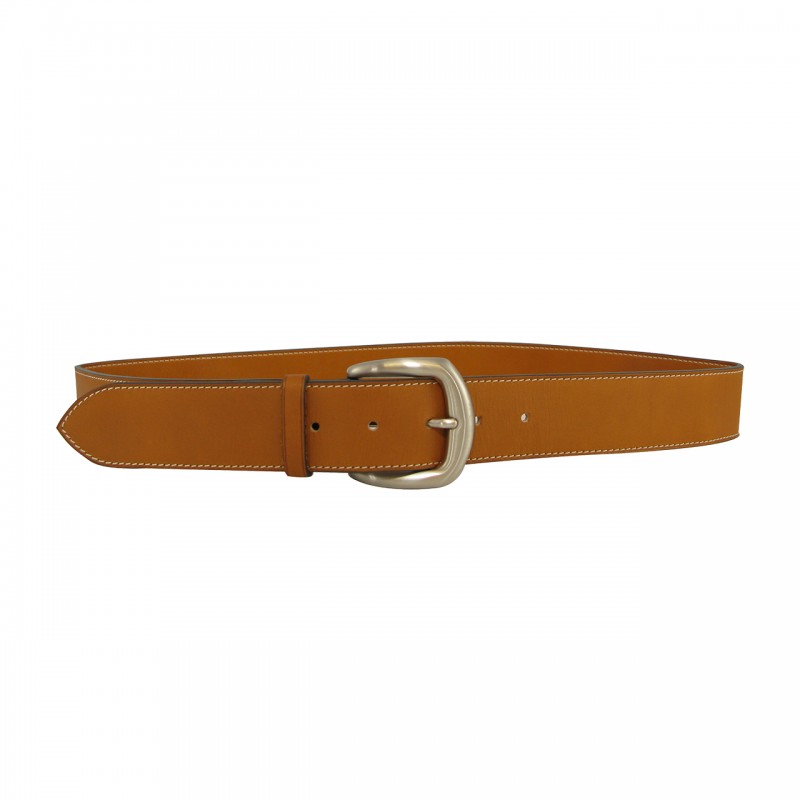 Leather belt 4 cm brass buckle