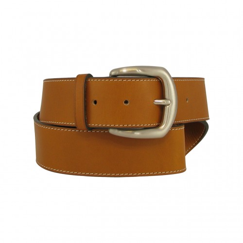 Leather belt 4 cm brass buckle